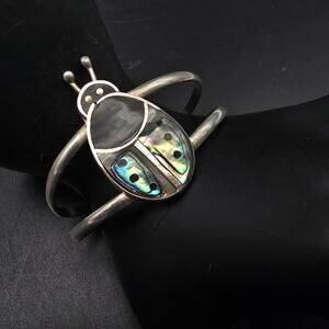 Alpaca Mexico Lady Bug Abalone Bracelet Cuff